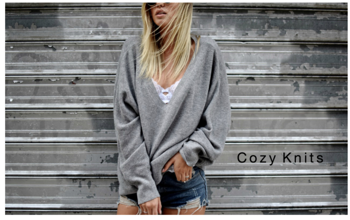 cozy-knits, grey oversized sweater, jeansshorts