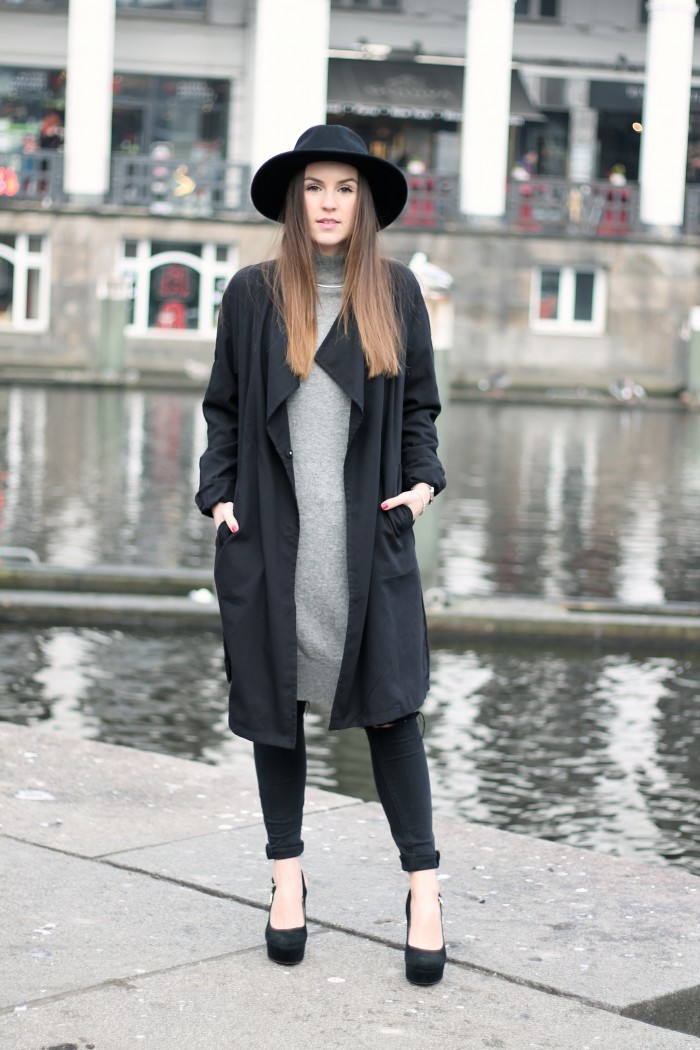 Long Mantel schwarz von H&M Frühling